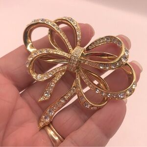 Vintage Kenneth J. Lane Gold-Tone Rhinestone Covered Bow